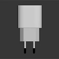 White Laptop Charger With Dual Pin Design And Black Background Reflection