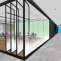 Public Office Space With Open Layout Desks Computers Ergonomic Chairs And Ceiling Lights