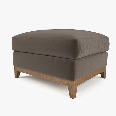 Modern Comfortable Ottoman With Dark Gray Upholstery And Sturdy Wooden Legs For Living Space 3d model