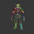 Wolverine Superhero 3D Model Character With Blue Yellow Costume And Metal Claws