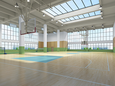 modern basketball hall basketball court 3d model