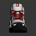 White and Red High Top Sneakers with Stylish Red Laces Black Sole and Modern Design