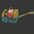Small Yellow Road Roller With Red Engine And Long Handle Design