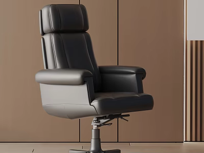 Black Leather Office Chair With High Backrest Ergonomic Design And Swivel Function 3d model