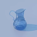 Elegant Blue Transparent Glass Pitcher With Decorative Pattern For Kitchen Use 3d model