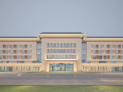Modern School Building With Multi Story Design Large Windows And Central Entrance 3d model
