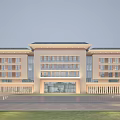 Modern School Building With Multi Story Design Large Windows And Central Entrance