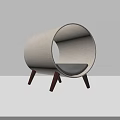 Modern Cylindrical Cat Bed With Fabric Cover And Wooden Legs Design