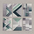 Modern Square Rugs with Geometric Patterns in Teal Gray and White Various Designs 3d model