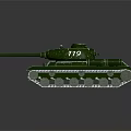 Military Tank Vehicle with Green Exterior Number 119 and Cannon Tracks