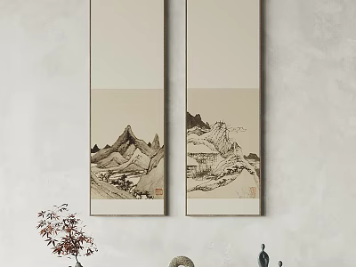 New Chinese Landscape Painting Wall Decoration Wall Painting Decorative Painting 3d model