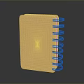 Yellow Spiral Notebook Computer With Black Binding On Dark Reflective Background