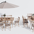 Nordic Outdoor Table and Chair Outdoor Dining Table and Chair 3d model