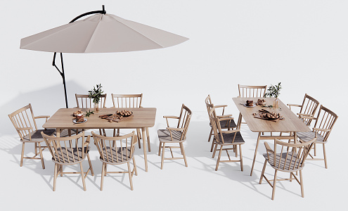 Nordic Outdoor Table and Chair Outdoor Dining Table and Chair 3d model