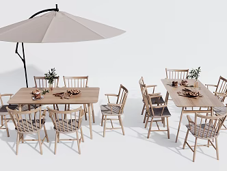 Nordic Outdoor Table and Chair Outdoor Dining Table and Chair 3d model