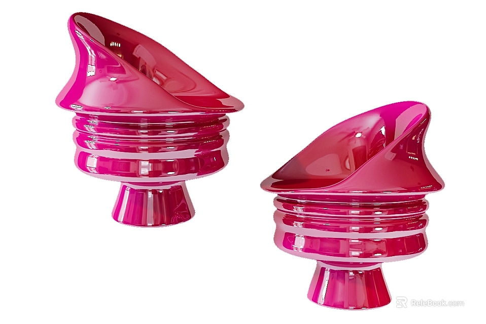 Pink Modern Glossy Stools With Unique Layered Design And Smooth Surface 3d model 