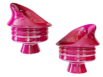 Pink Modern Glossy Stools With Unique Layered Design And Smooth Surface 3d model