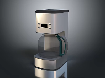 Stainless Steel Coffee Maker With Glass Carafe And Control Panel 3d model