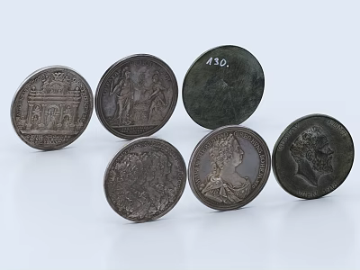 Vintage Coin Jewelry Pieces With Architectural Designs Portraits And 130 Marked Details 3d model