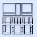 Multiple Casement Windows with Sleek Metal Frames and Modern Design Features 3d model