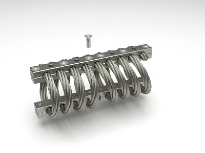 Mechanical Metal Coil Spring Component with Multiple Spirals and Top Screw 3d model