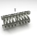Mechanical Metal Coil Spring Component with Multiple Spirals and Top Screw 3d model