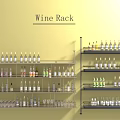 Modern Wine Rack With Multiple Shelves Holding Various Wine Bottles And Glassware