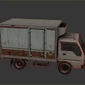 Old White And Red Cargo Truck With Rusty Container Body Design