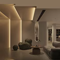 Modern Basement Lounge With Sofa Media Wall And Wine Storage 3d model