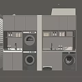 Modern Functional Balcony Cabinets With Washing Machines Sink And Storage Design
