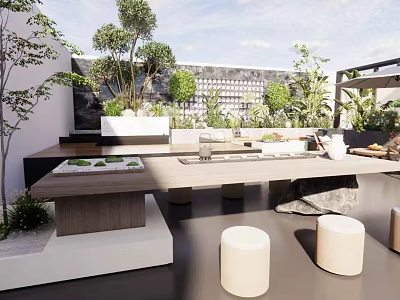 Modern Mall Store Interior Design With Green Plants Display Shelves And Comfortable Seating 3d model