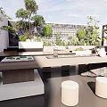 Modern Mall Store Interior Design With Green Plants Display Shelves And Comfortable Seating