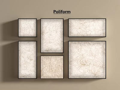 Poliform Lightboxes In Different Sizes With Black Frames And White Panels On Beige Wall 3d model