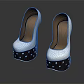 Stylish High Heels With White Upper And Brown Heels Adorned With Gold Studs