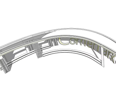 Curved Pergola Structure In Community Park With Modern Architectural Design 3d model