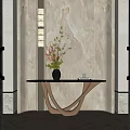 Elegant Modern Foyer Hallway Interior With Marble Wall And Console Table