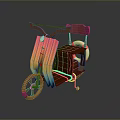 Colorful Tricycle with Brown Frame Colorful Canopy and White Lifebuoy