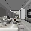 Modern Living Dining Room Interior Design With Sofa Coffee Table TV Wall And Dining Table 3d model