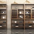 New Chinese-style Cabinet Cabinet Chinese-style Cabinet Light Luxury Cabinet Board Cabinet Shelf Chinese-style Shelf 3d model