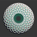 Round Decorative Light With Intricate Geometric Diamond Grid Design And White Green Purple Blue Accents
