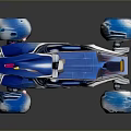 Futuristic Blue Concept Car With Transparent Cabin Aerodynamic Body And Large Wheels