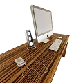 modern computer apple computer desk walkman 3d model