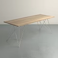 Modern Office Desk With Wooden Top And Geometric Metal Legs