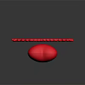 Small Red Hearts Form Large Outline Around Red Heart Balloon on Dark Background with Reflection