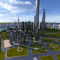Aerial View Urban Planning With High Rise Buildings River And Green Spaces