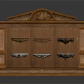 Elegant Classical Wooden Furniture Featuring Carved Decoration Multiple Shelves And Circular Top Ornament