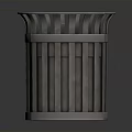 Architectural Modern Metal Waste Bin With Striped Cylindrical Design For Public Spaces