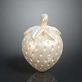 White Decorative Strawberry With Textured Surface Leaf Top And Small Dots Design For Food