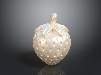 White Decorative Strawberry With Textured Surface Leaf Top And Small Dots Design For Food 3d model