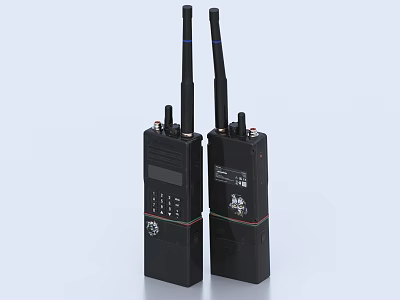 Two Black Wireless Doorbell Devices With Antenna Button And Display Screen 3d model